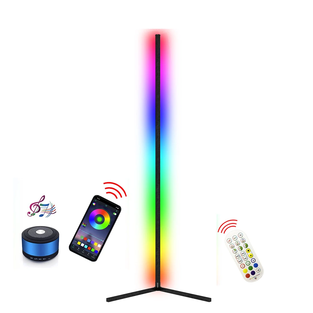 BOKUN LED Corner Floor Lamps Nordic Modern Standing Floor Lamp Remote Control Led RGB Corner Lamp for Living Room Bedroom Decor