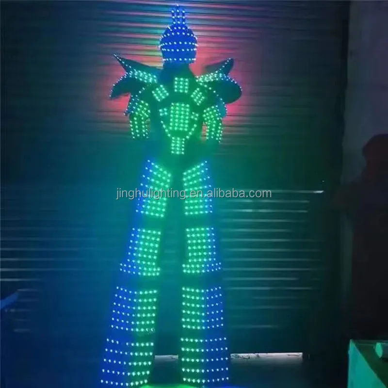 Party event stage show led robot suit men light up costume ballroom dance stilts clothing dj RGB full color light men dress