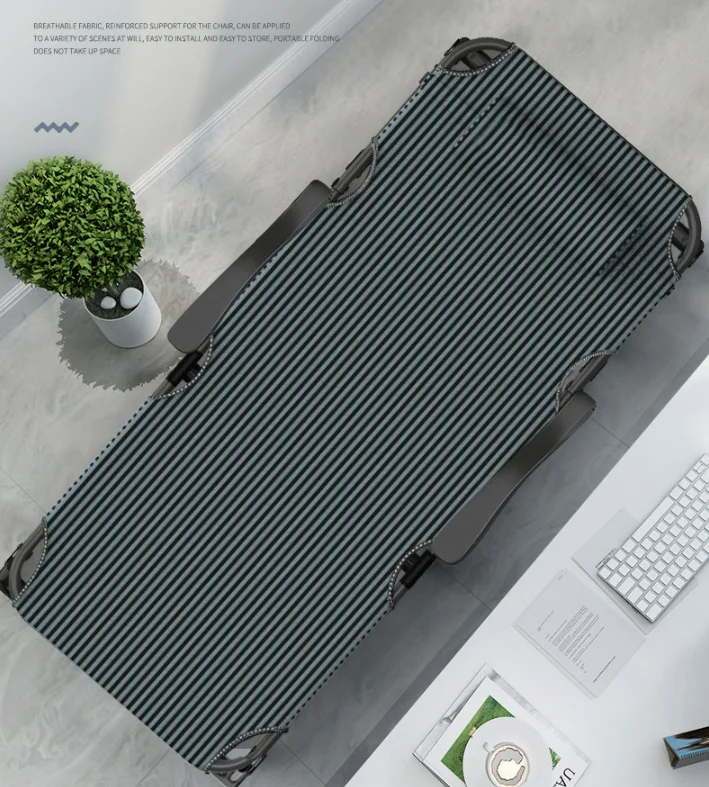 Adjustable  Folding Steel Oxford Cloth Lounge Chair Dual-purpose Chair  Foldable Bed with Soft Cushion