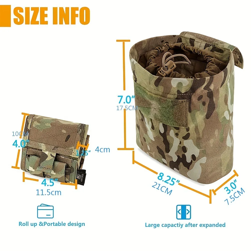 Tactical Hunting EDC Foldable Mag Bag Recovery Molle Ammo Dump Magazine Pouch Accessory Bag