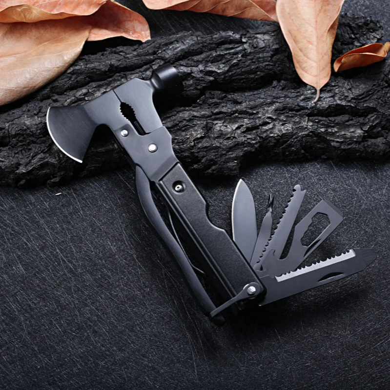 Multifunctional wood/aluminum handle axe hammer tool combination outdoor protection survival camping