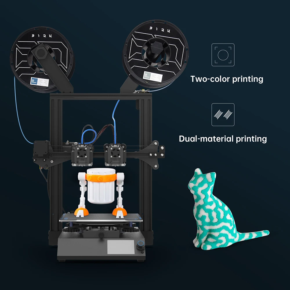 2022 Biqu B1 3d принтер двойные экструдеры портативный двухголовочный двойной экструдер