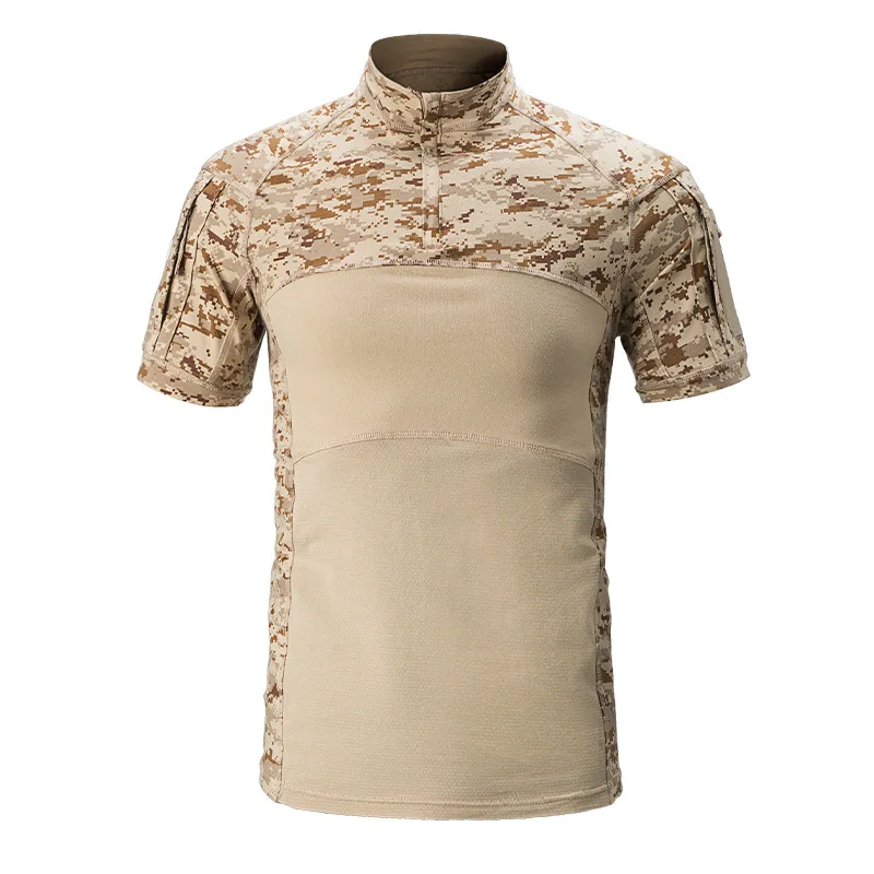 Wholesale outdoor Security black green men camouflage tactical cloth t-shirt uniform Frog Combat suit