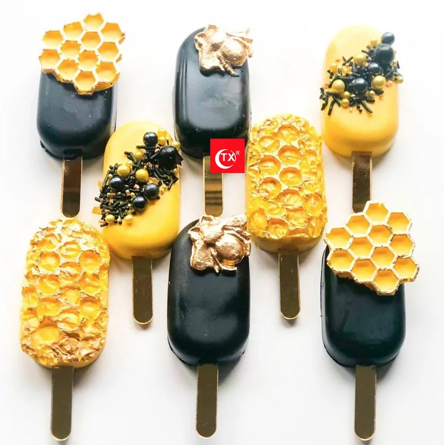 
TX 3MM Gold SIlver Rose Gold Mararon Acrylic Ice Cream cakesicle sticks Custom Popsicle Sticks,Birthday,Baby Shower Baking Tools 