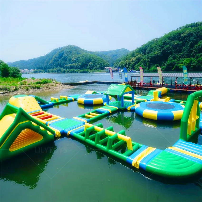 High-Quality Inflatable Water Sports Park with Floating Obstacle Course Water Polo and Basketball Games