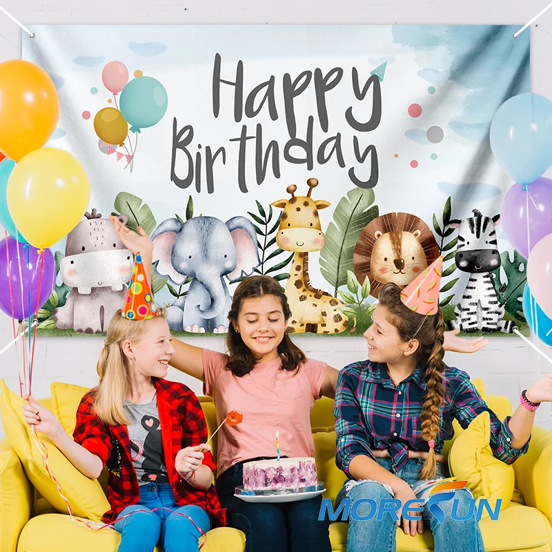 110*180CM Happy Birthday Pink Unicorn Backdrop Banner Happy Birthday Decorate Background Banner Children Party Decoration Banner