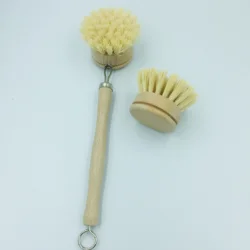 Free Plastic Natural Kitchen Bamboo Brush Long Tampico Fiber Dish Cleaning Coconut Fibre Brushes