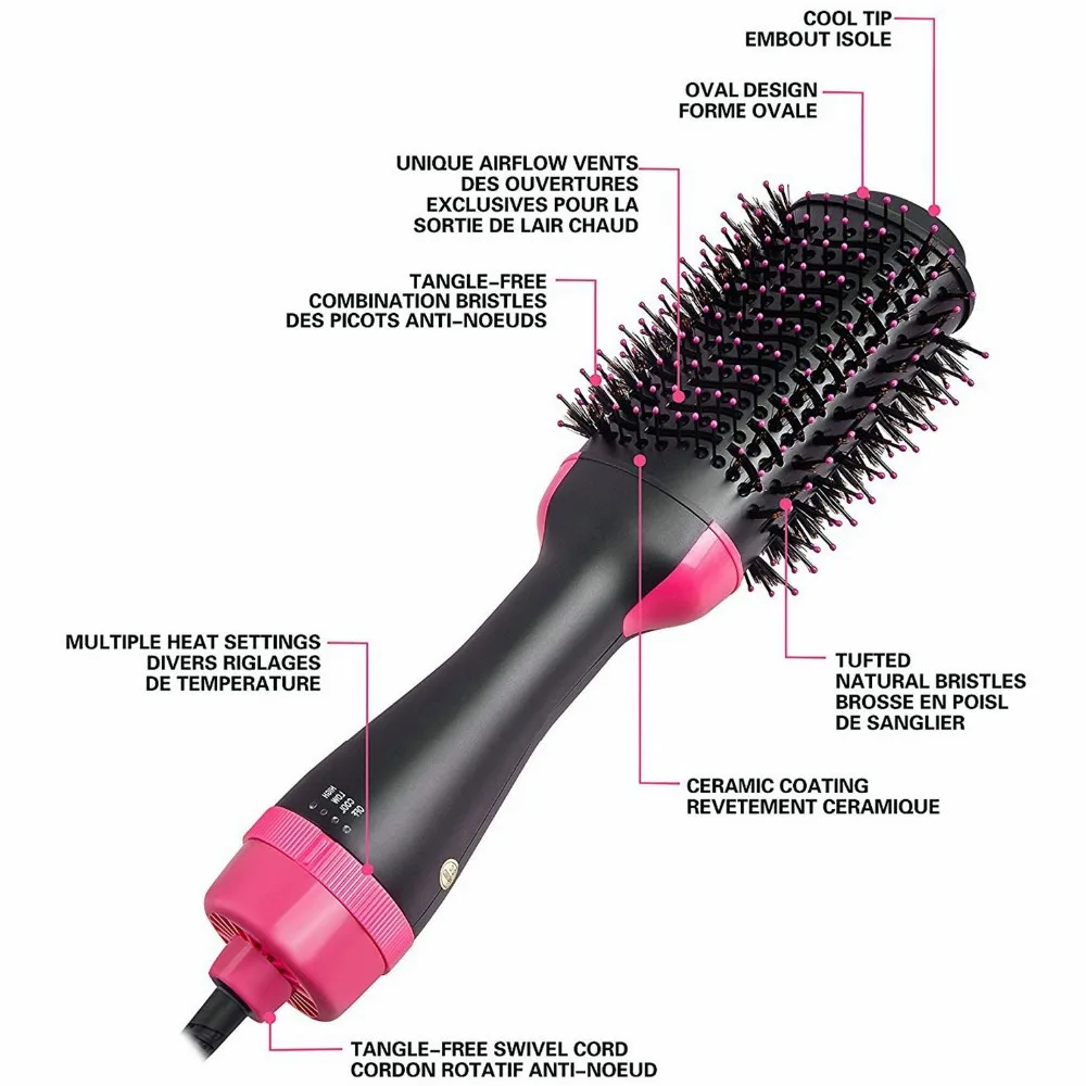 
2 in 1 Multifunctional Hair Dryer Volumizer Rotating Hot Hair Brush Curler Roller Rotate Styler Comb Styling Curling Flat iron 