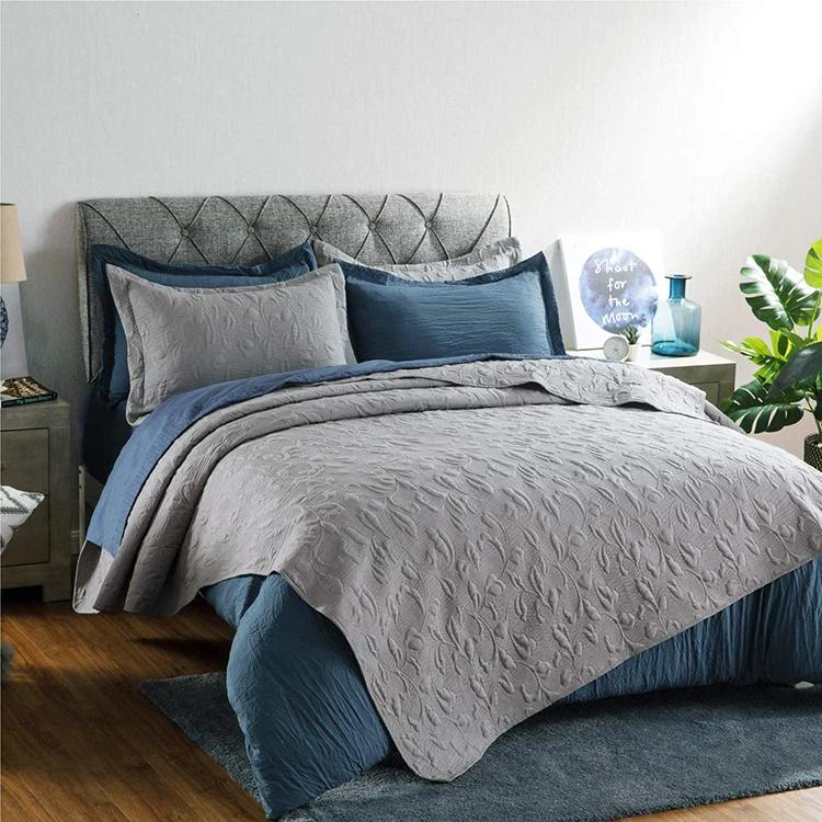 3d Printed bed spread with pillow case high quality luxury ultrasonic quilt set bedspread bed quilt