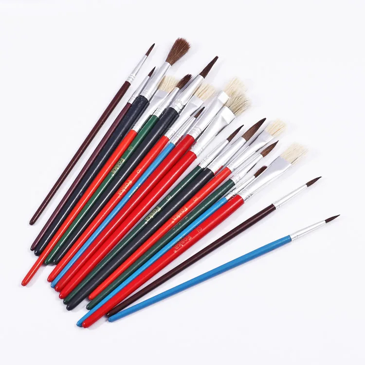 Foska Round Flat Liner Tip Shape Multi-functional Acrylic Paint Brush for Students Teenagers Children and Painters