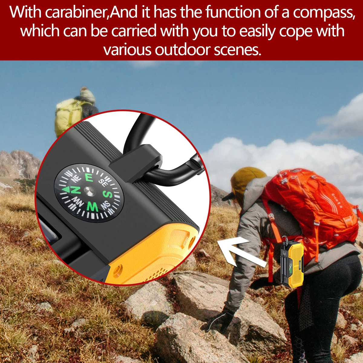 ABBREE Emergency Radio IPX5 Waterproof Auto Scan Solar Portable Radio with LED Flashlight Reading Lamp SOS Cell Phone Charger
