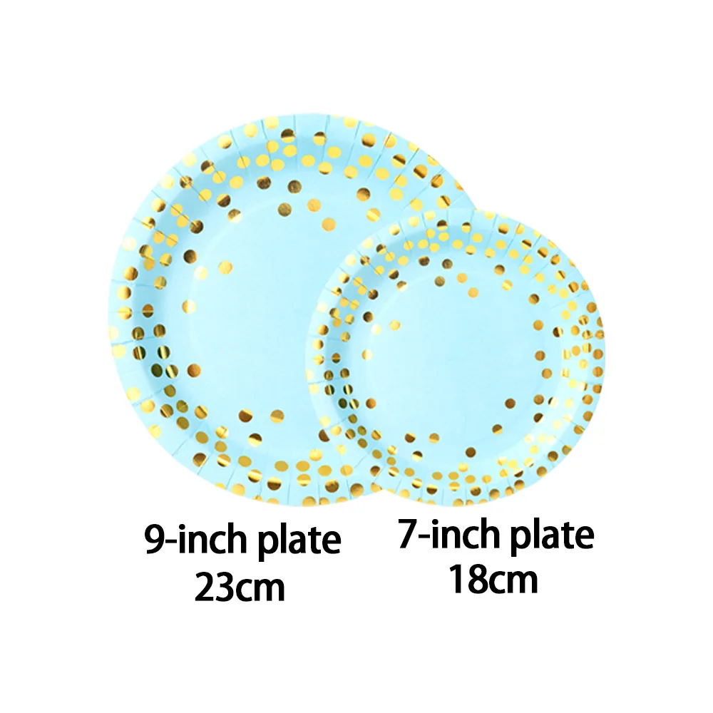 Blue Polka Dot Cutlery Set Disposable Dinner Plates Paper Plates Paper Cups Paper Towels Supplies