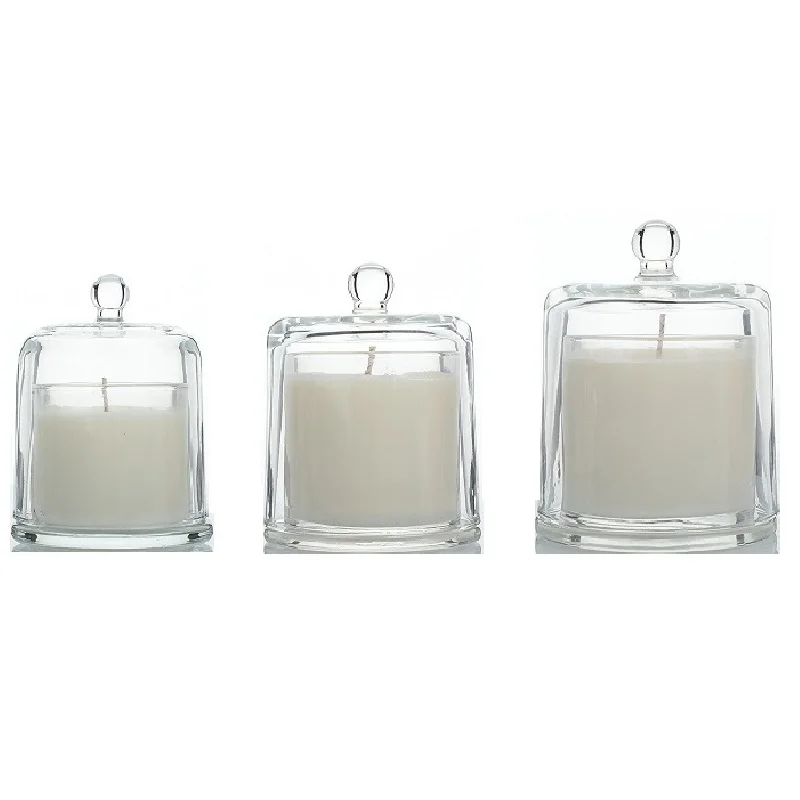 Good Quality Dome Candle Jars Container With Covers 120ml/210ml/390ml Empty Bell Shape Glass Candle Jars With Lids