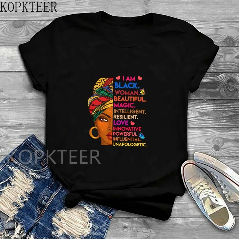 Wholesale Afro Girl African Map Printed Tees Shirt Melanin Beauty Multi Color Oversized Women Graphic Tshirt