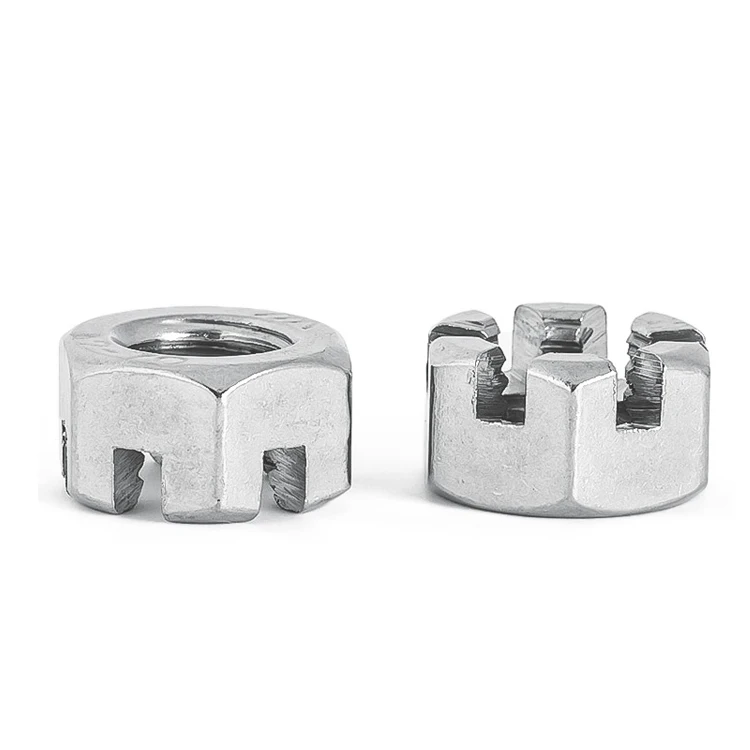 Slotted / Hex Head Nuts Metric Thread Zinc Plated , Hex Castle Nut Coarse Thread DIN 935