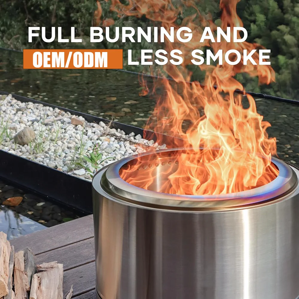 Outdoor Smokeless Fire Pit Stainless Steel Portable Wood Burning Bonfire Pits for Outside Patio Backyard Camping Stove