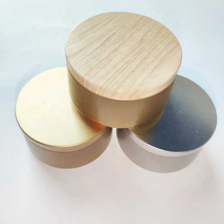 
Premium golden color candle tins 8oz round tin metallic cans 2/4/8Oz 