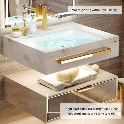 Роскошный стиль медицина Современная мраморная деревянная мебель для ванной комнаты раковины и подвесной отель