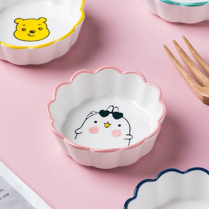 Japanese Creative Home Petal Dish Sustainable Cartoon Animal Snack Plate for Food Sauce Vinegar Oil Dish