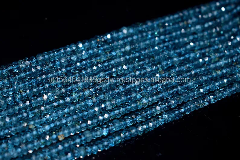 Genuine London Blue Topaz Faceted Rondelle Beads for Necklace Making 4mm Topaz Faceted Rondelle Beads Strand 13 inches