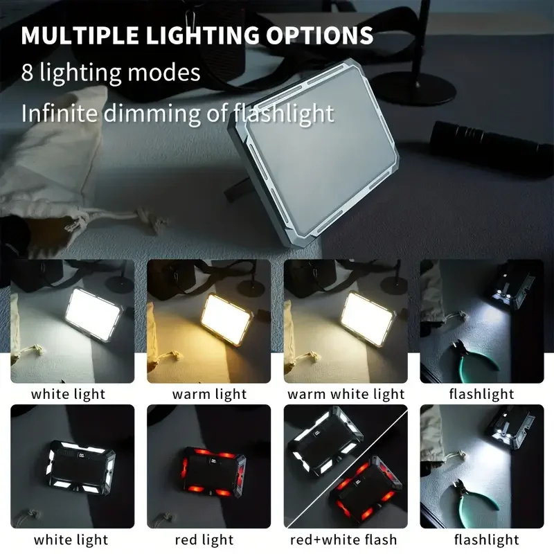 2024 Wholesale Super Bright Solar Digital Power Display 3 Modes Hanging Lamp Usb Rechargeable Tent Lighting Led Camping Light