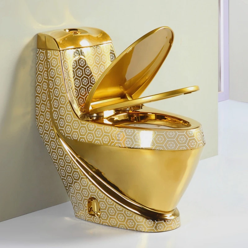Royal vintage bathroom luxury sanitary ware golden plated toilet bowl pedestal wash basin sink ceramic gold toilet set