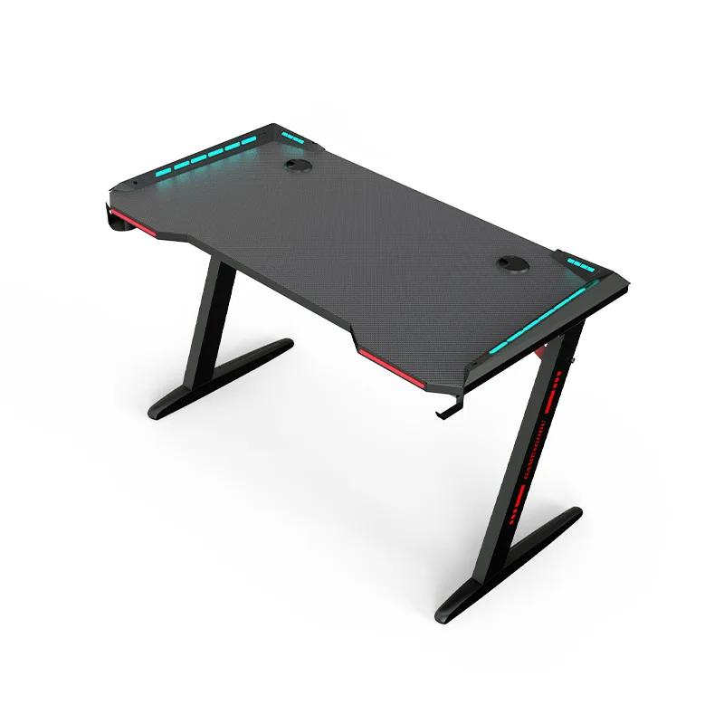 Hot Sale Gaming Computer Desk Z-Shape Racking Table PC Desk Gaming Table With Carbon Fiber Texture PC Desk