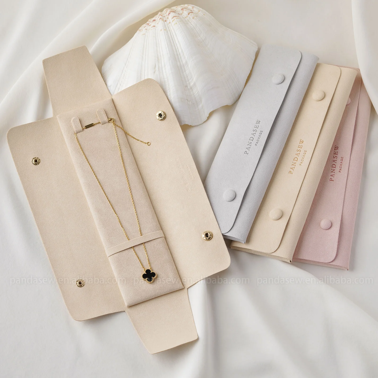 PandaSew Custom Logo Suede Microfiber Jewelry Case Packaging Necklace Plate Storage Jewelry Tray