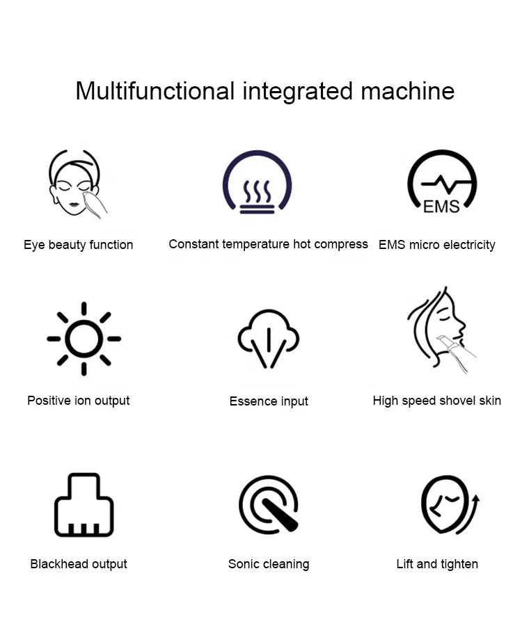 Multifunctional Beauty personal care machine heated ems ultrasonic peeling face cleaning spatula facial skin scrubber