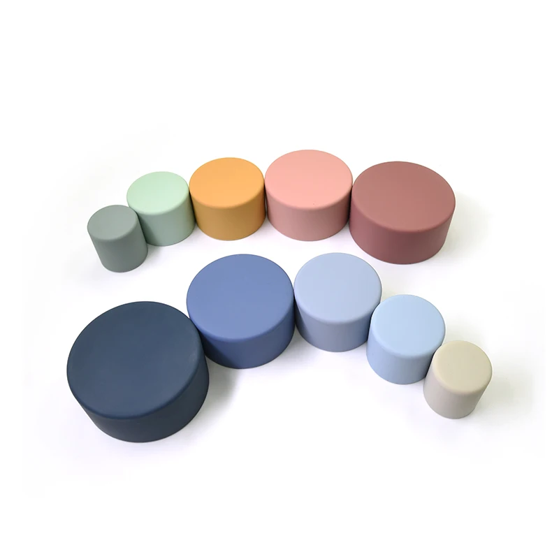 100% Organic Silicone Baby Soft Toys Sensory Silicone Educational Toys Round Shape Cup Teether Stacking Montessori Stackers Toy