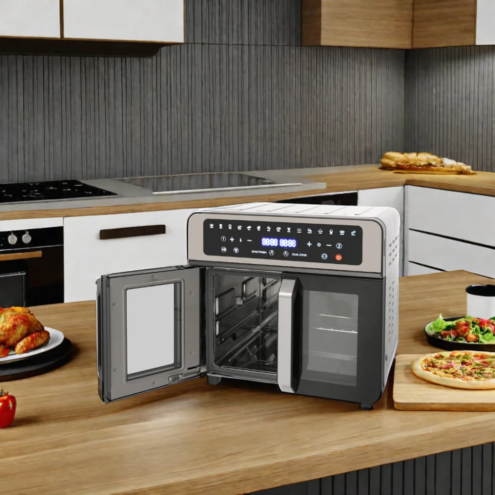Ce Smart Kitchen Large Capacity Digital Lcd Display Countertop No Oil Convection Oven Electric dual Air Fryer Oven Combo