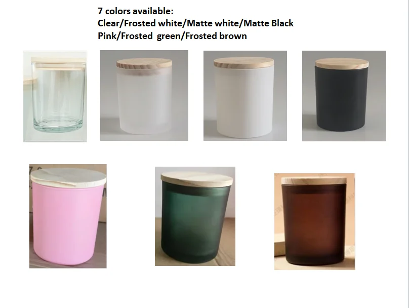 Wholesale 130ml Multiple Colors Home Decorative Cylindrical Frosted Glass Candle Jars with Woodenl