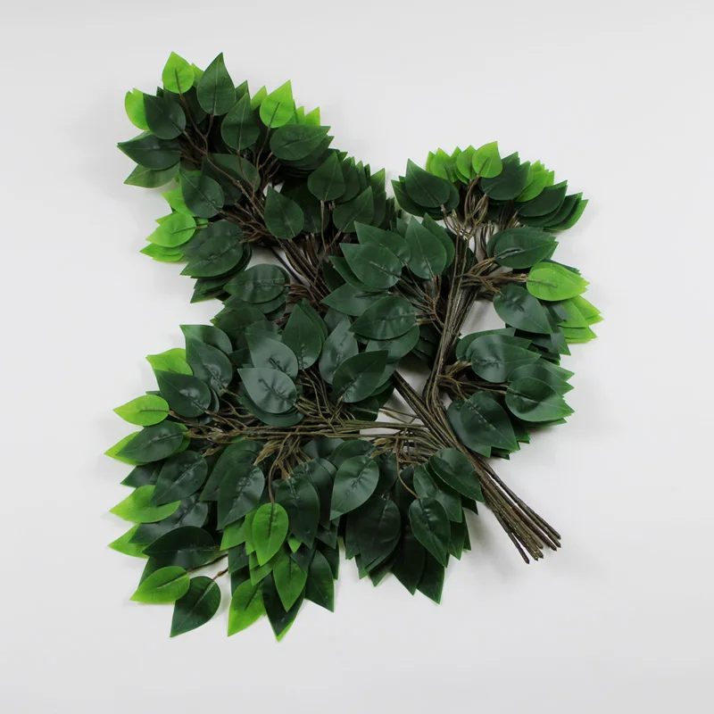 Artificial plant leaves plastic green artificial banyan leaf