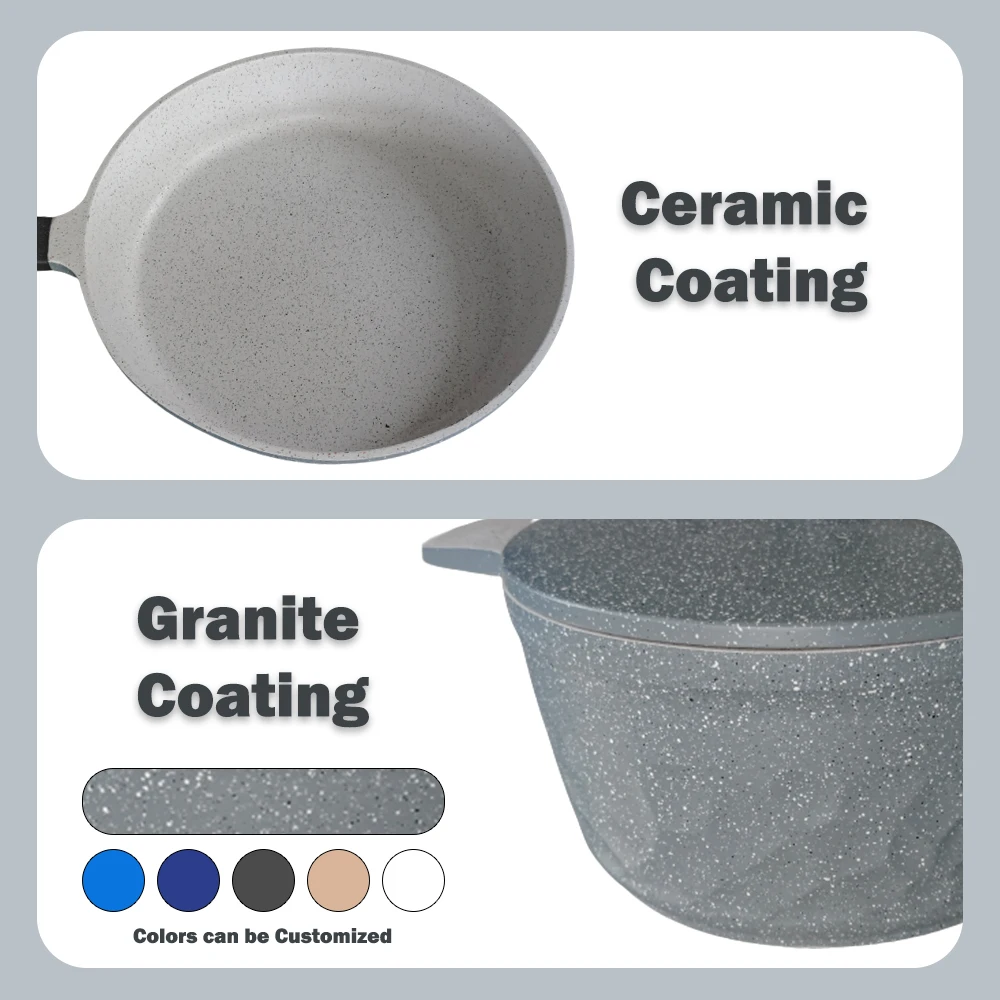 12pcs Die Cast Cookware Set Aluminium Ceramic Pan Cooking Nonstick Sartenes De Cocina Granite Cookware Set With Aluminum Lid