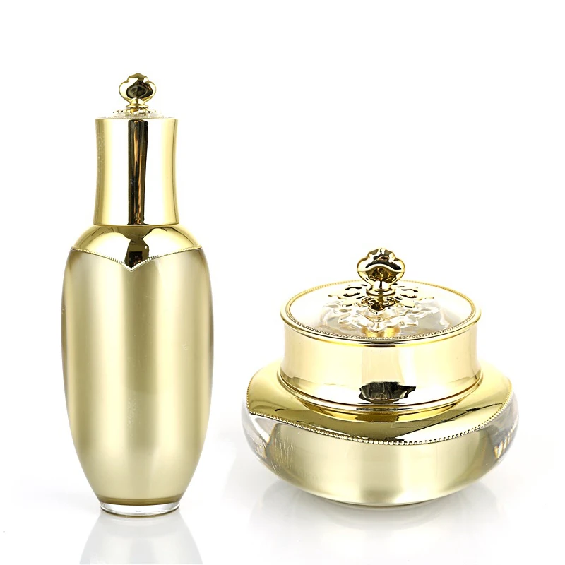 classic crown shape gold luxury cosmetic packaging empty containers for lotions and creams face cosmetics packaging containers