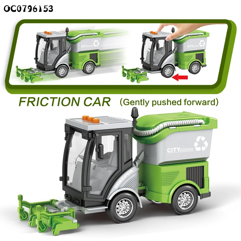 1:16 Kids children friction power set vacuum sweeper truck toy with light sound