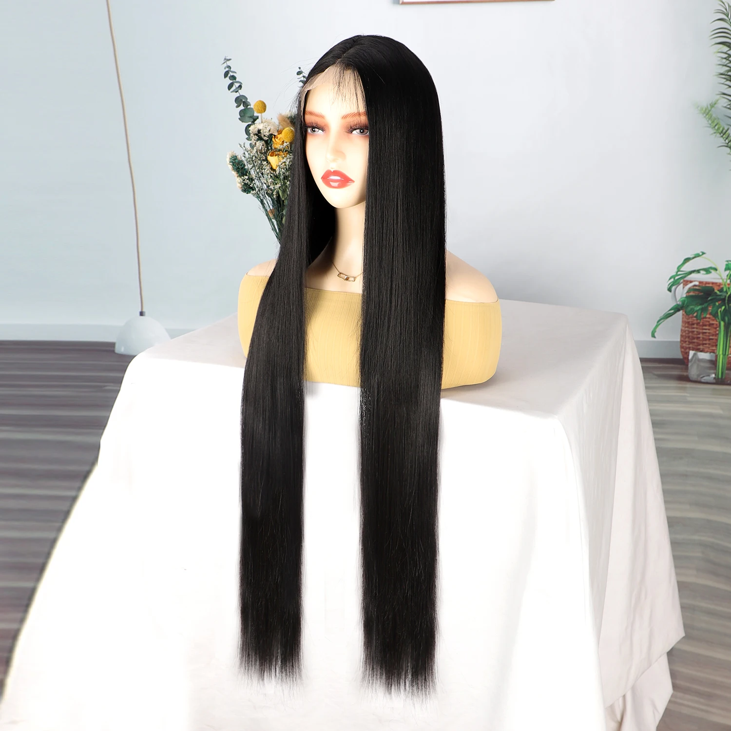 Wholesale Cheap Price Fashion High Quality Synthetic Fiber 13*4 Lace Front Wigs Long Glueless Heat Resistant Synthetic Hair Wig