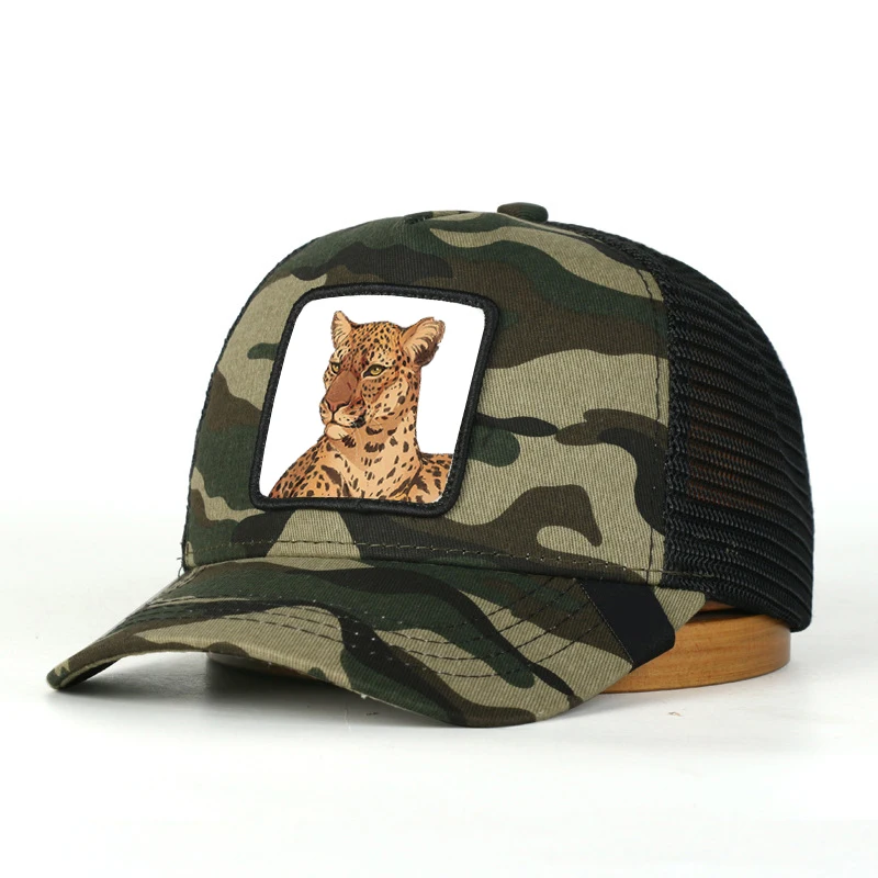 Truck Cap Cotton Two Tone Gorras Wholesale Trucker Hats Animal in Stock 5 Panel 3d Puff Embroidery Patch Logo Mesh Sports Caps