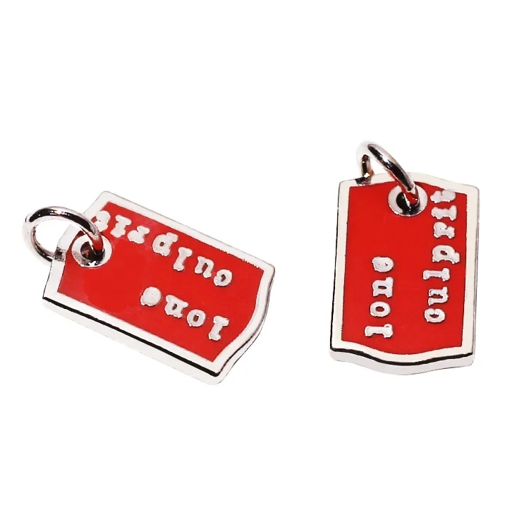 Custom designer bracelet name tags decorative jewelry enamel accessory metal letter hang charms pendant for keyring