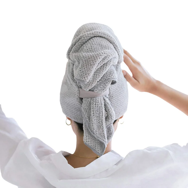New 2023 Soild Color Custom Logo Large Rapid Dry Soft Microfiber Hair Towel Warp for Women
