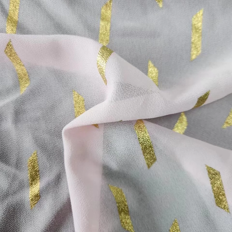75D crepe polyester metal gold chiffon fabric