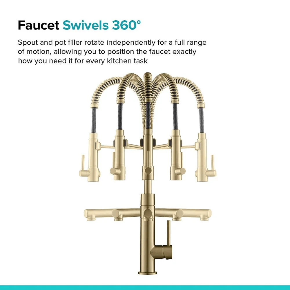 Матовый золотой потяните вниз опрыскиватель Весна смеситель кран с одной ручкой 24,75 'кухонный кран