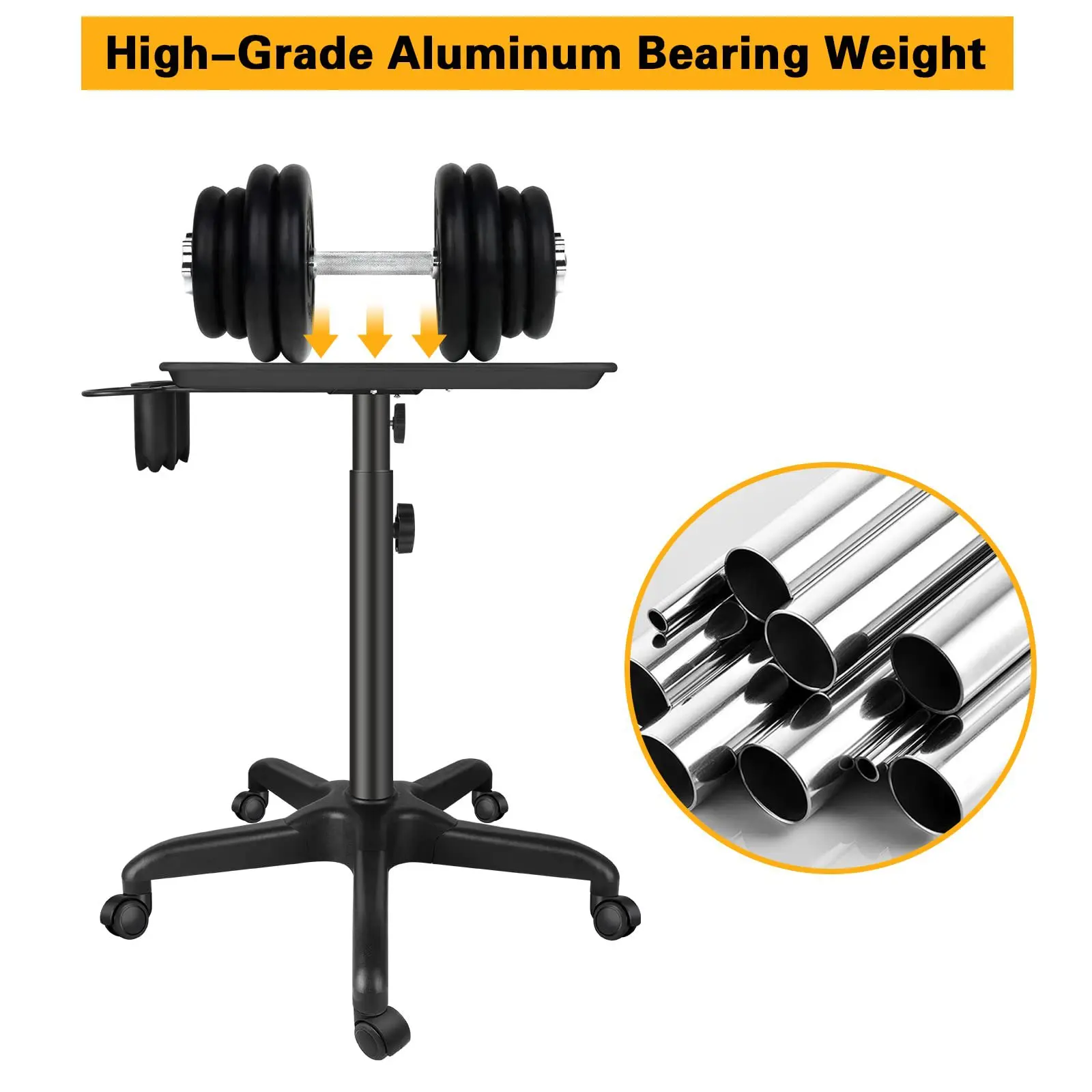 Beauty salon tool tray adjustable height tool trolley aluminum alloy trolley