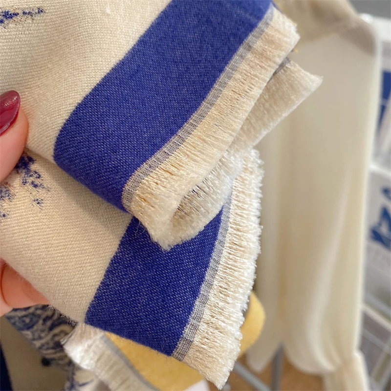 Luxury Design Thick Foulard Cashmere Scarf Ladies Winter Pashmina Female Shawls Wraps Floral Women Blanket Warm Scarf Shawl