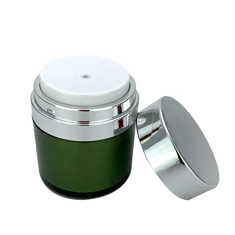 
factory screen airless jar green color 50ml airless cream pump jar 15ml 30ml 50ml 100 ml airless serum jar for cream 