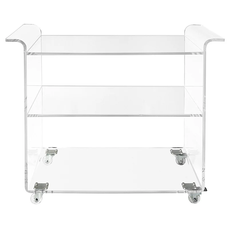 Custom Acrylic Cart Wine Trolley Bar Hotel With Four
