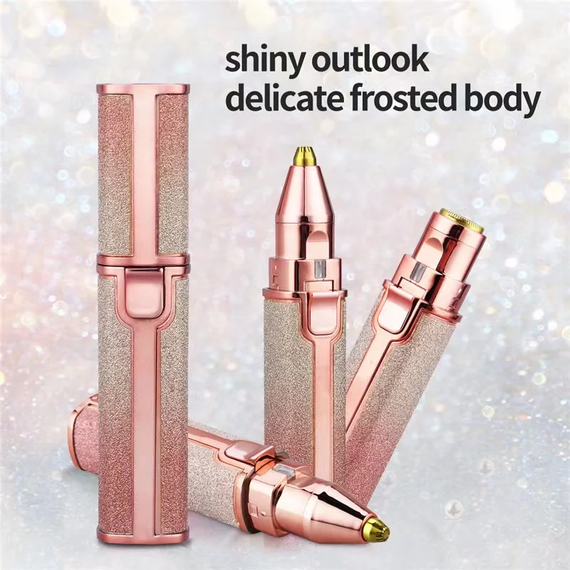 2023 Pink USB2 in 1 Rechargeable Built-in LED Light Trimmer Eye Brow Hair Remover Facial for Women Man Electric Eyebrow Shaver