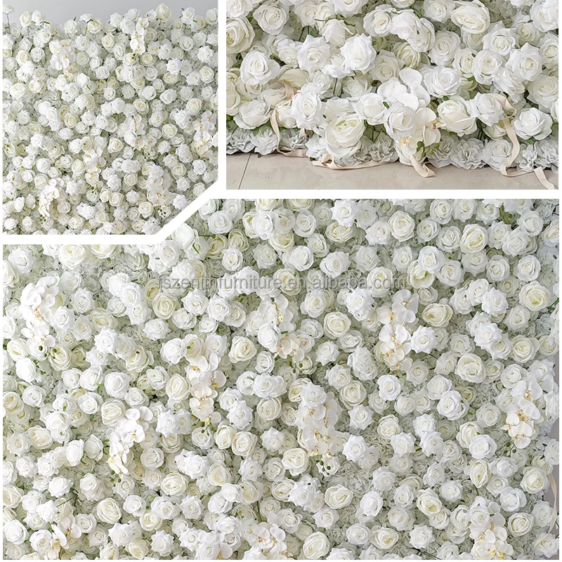 White Flower Wall Panel Backdrop Wedding Decor Artificial 5d Flower Wall Background