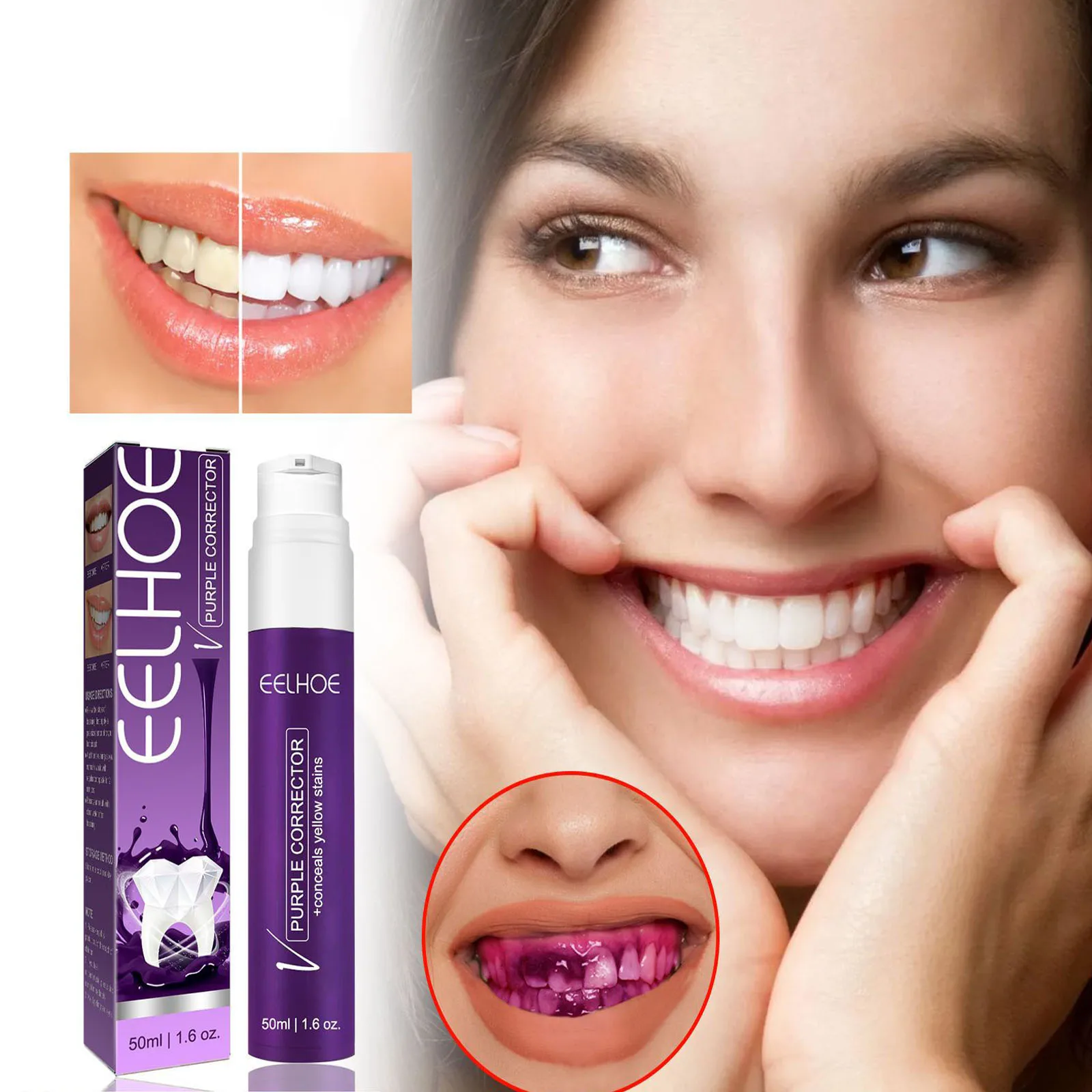 Purple Tooth Beautifying Toothpaste for Removing Stains, Preventing Pigment Deposition, Cleaning and Whitening of Yellow Teeth