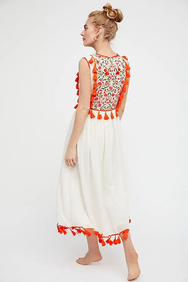 
Wholesale Fashion Apparel embroidery floral bohemia tribal Maxi Women cotton party elegant Casual Dress 